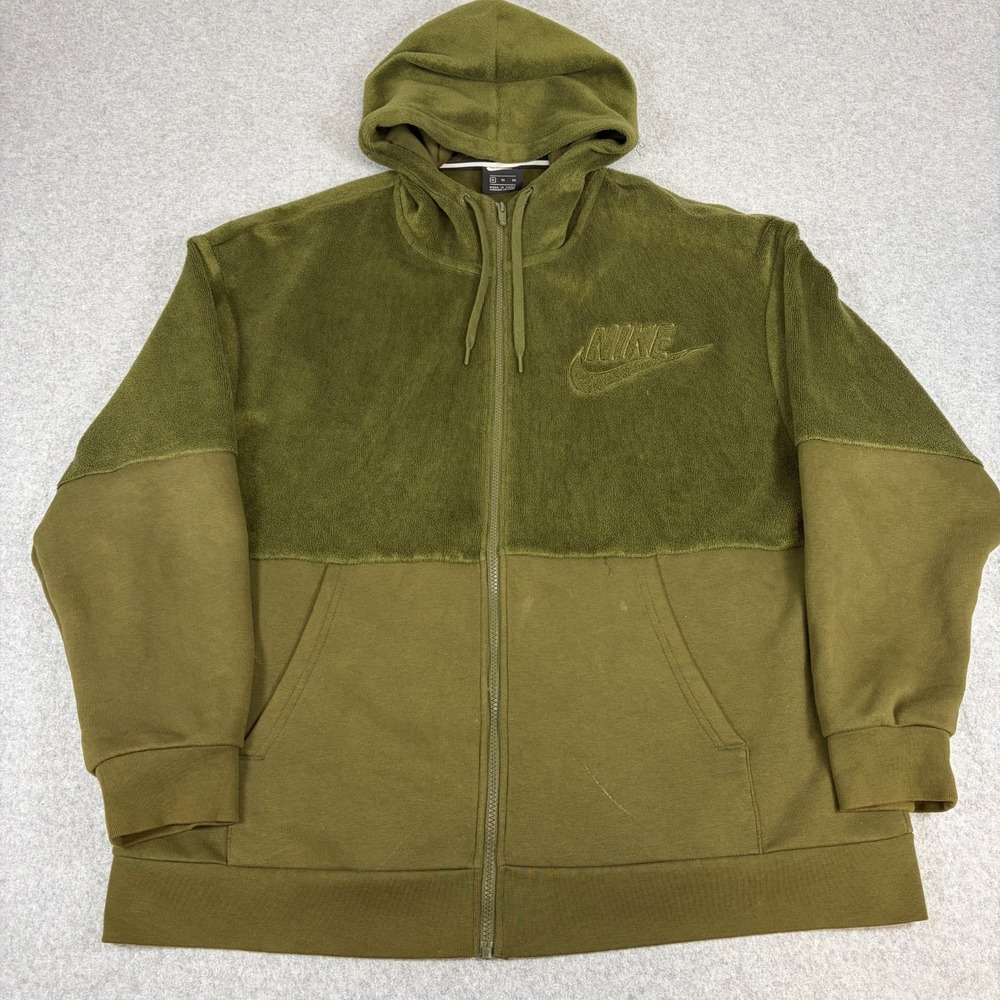 Nike Statement Winter Jacket Size XL Green Outdoors Athletic Workout Zip Hooded